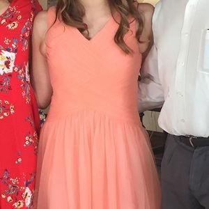 Azazie Coral Long Bridesmaid Dress